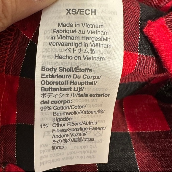 J. Crew size XS red/black check top with silver metallic threads, long sleeve - Picture 7 of 11